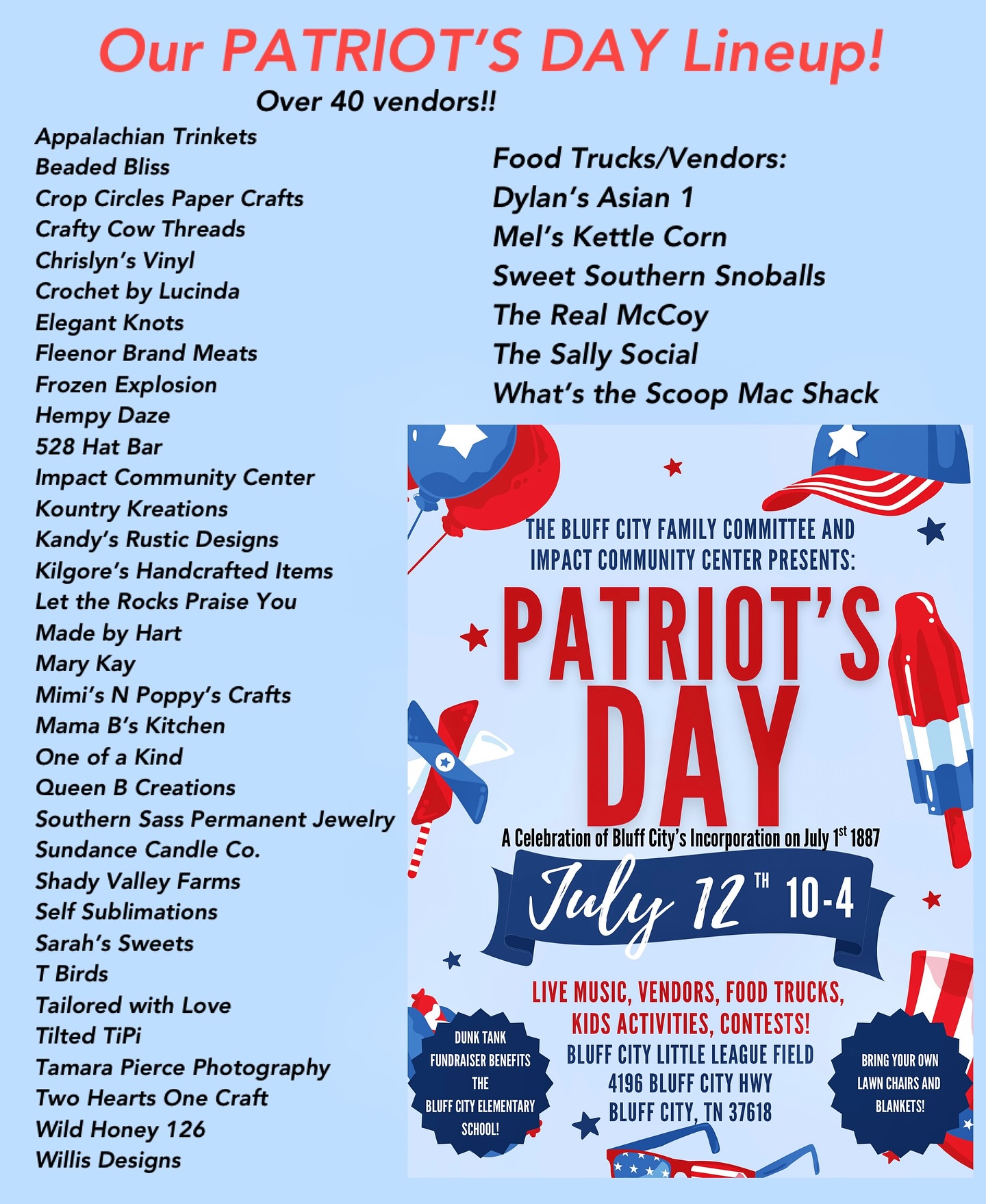 Bluff City "Patriots Day" event planned for Saturday - SuperTalk 92.9